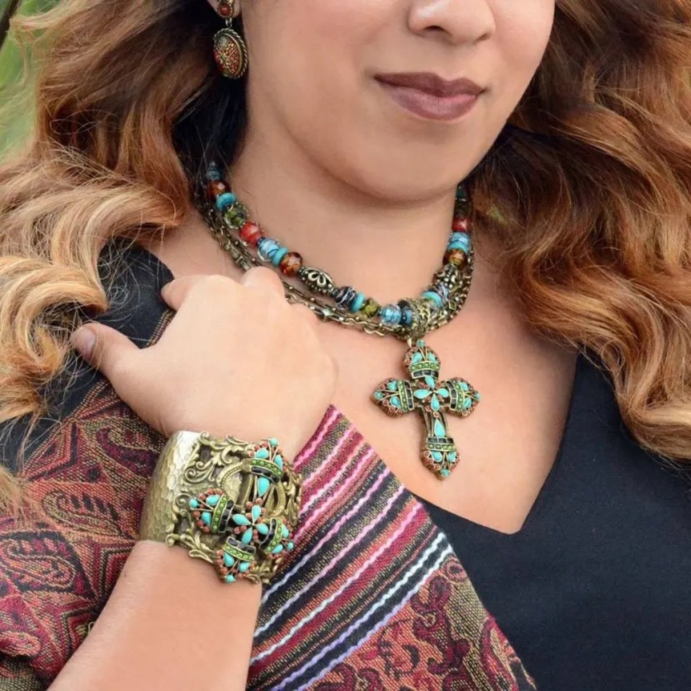 Sweet Romance Vibrant Beaded Cross Necklace